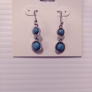 NWT Color Silver & Aqua Linea drop earrings